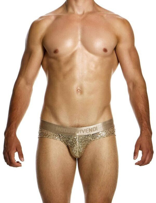 MODUS VIVENDI Harem Jockstrap Slim Fit Shiny Jacquards Sequins Gold Jock 19412