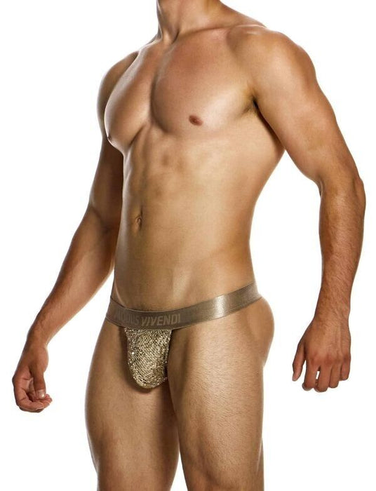 MODUS VIVENDI Harem Thong Slim Fit T-String Shiny Jacquards Sequins Gold 19411