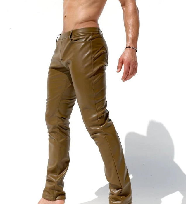 RUFSKIN Slim-Fit Straight-Leg Pants BRUNO Premium Leatherette Pant in Olive