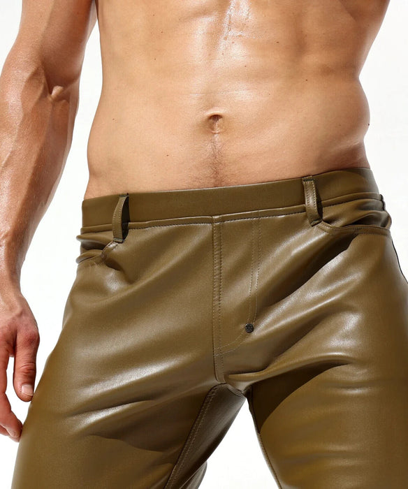 RUFSKIN Slim-Fit Straight-Leg Pants BRUNO Premium Leatherette Pant in Olive