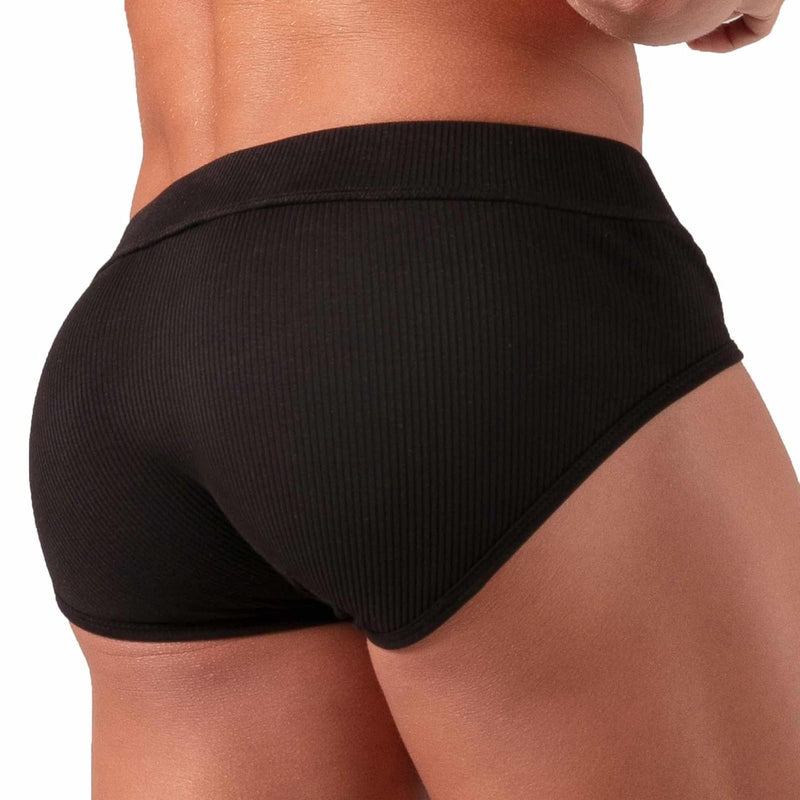 Absolu Male By TOF Laced Briefs Adjustable Soft Ribbed Cotton Black 3