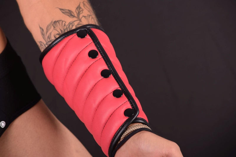 SMU Forearm Pairs Gauntlet Leather Handmade Aviator Laced Guard Wallet Red S/M