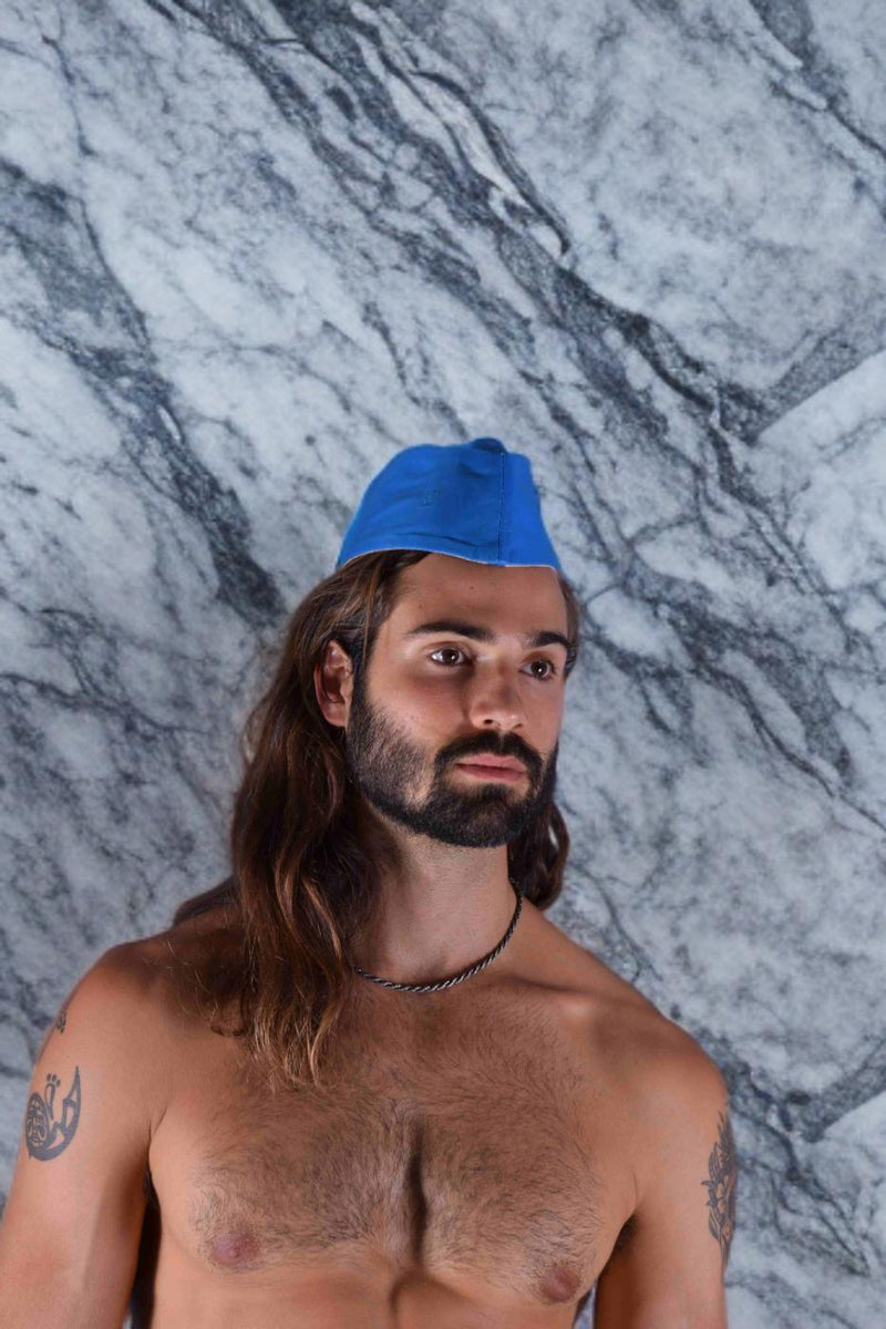 SMU Handmade Quality Leather Skin Garrison Cap Kepi in Aqua 1