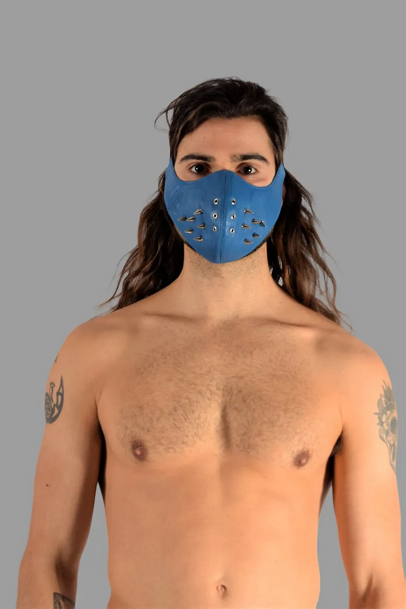 SMU Unisex Canadian Leather Studded Punk Mask in Royal O/S 1051 4