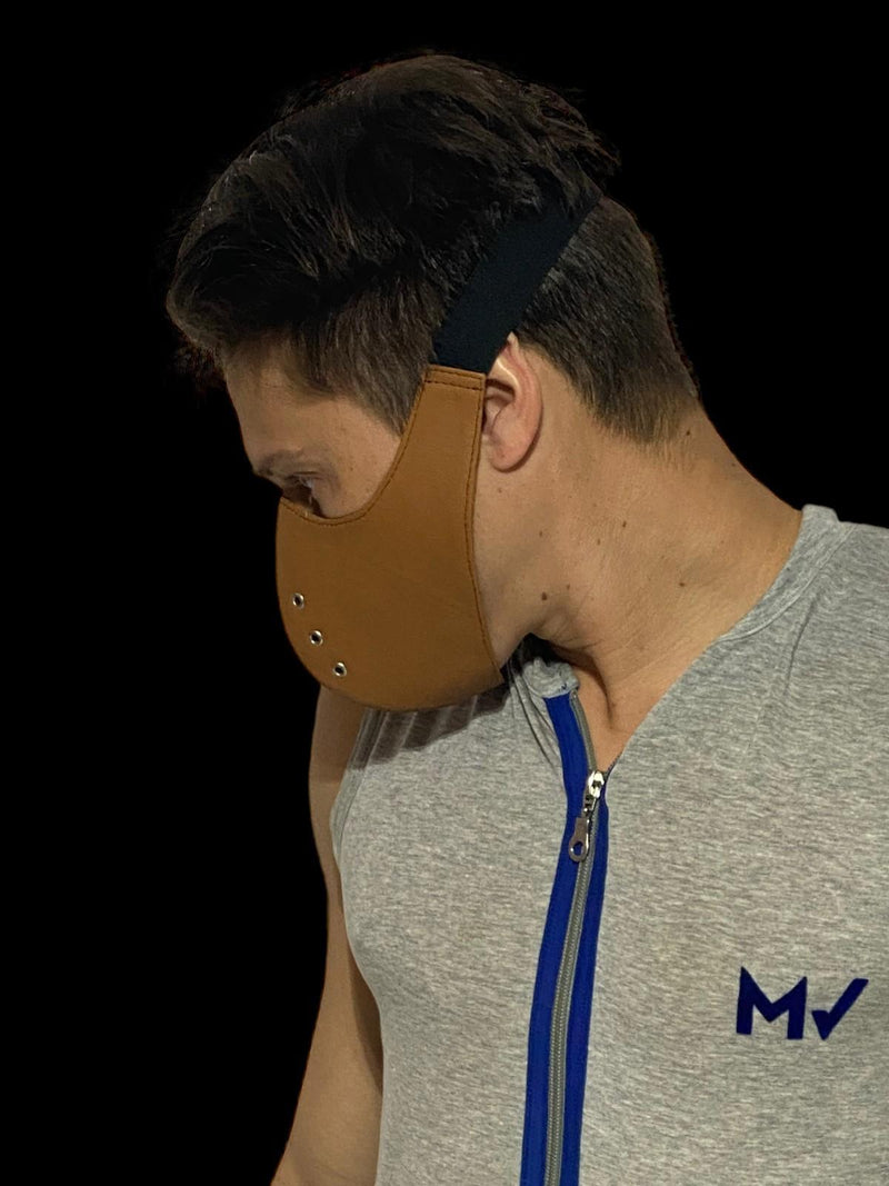 SMU Leather Mask Unisex Top Quality Canadian Leather Tan 1050 2