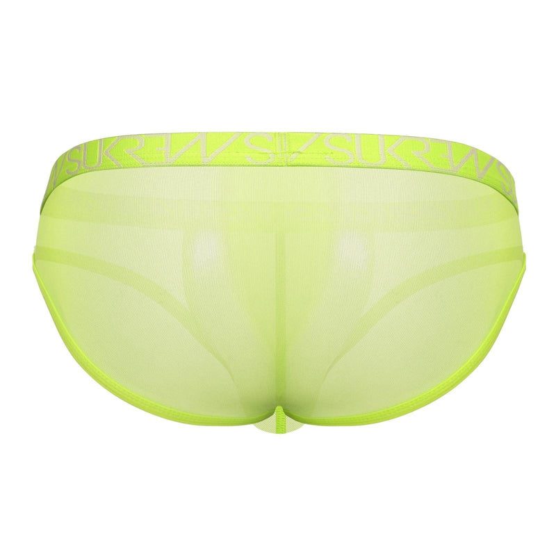 SUKREW Sheer Mesh Super Low-Rise Brief in Acid Yellow 8