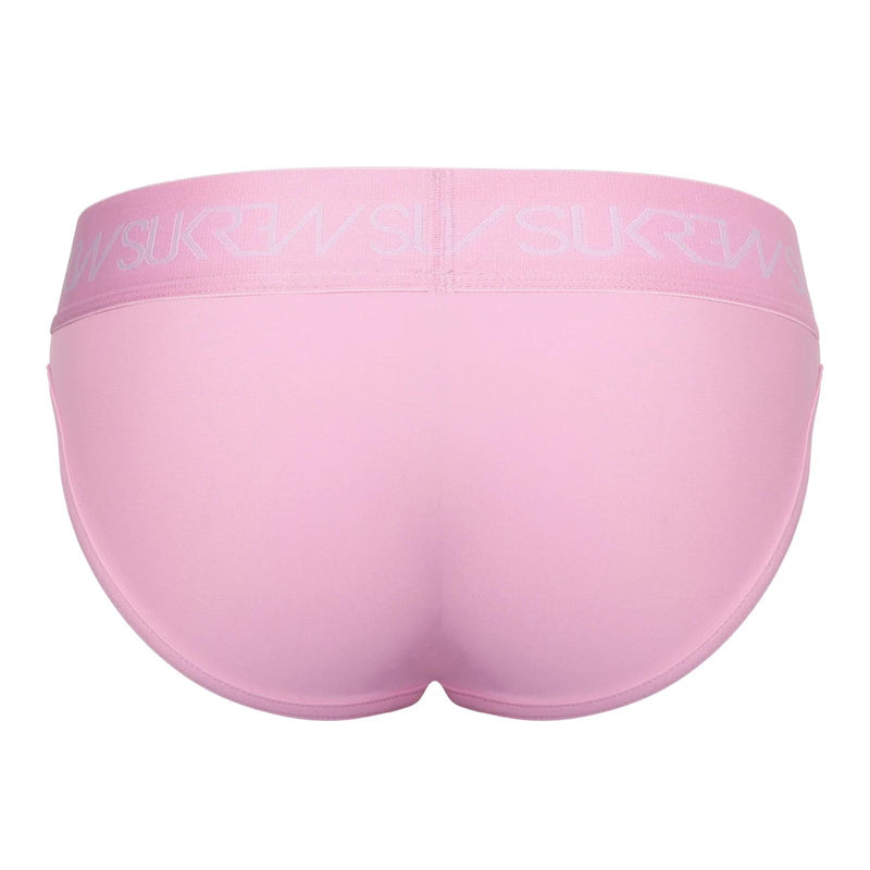 SUKREW Classic Briefs High-Cut Large Contoured Pouch Cover Stitch in Summer Pink