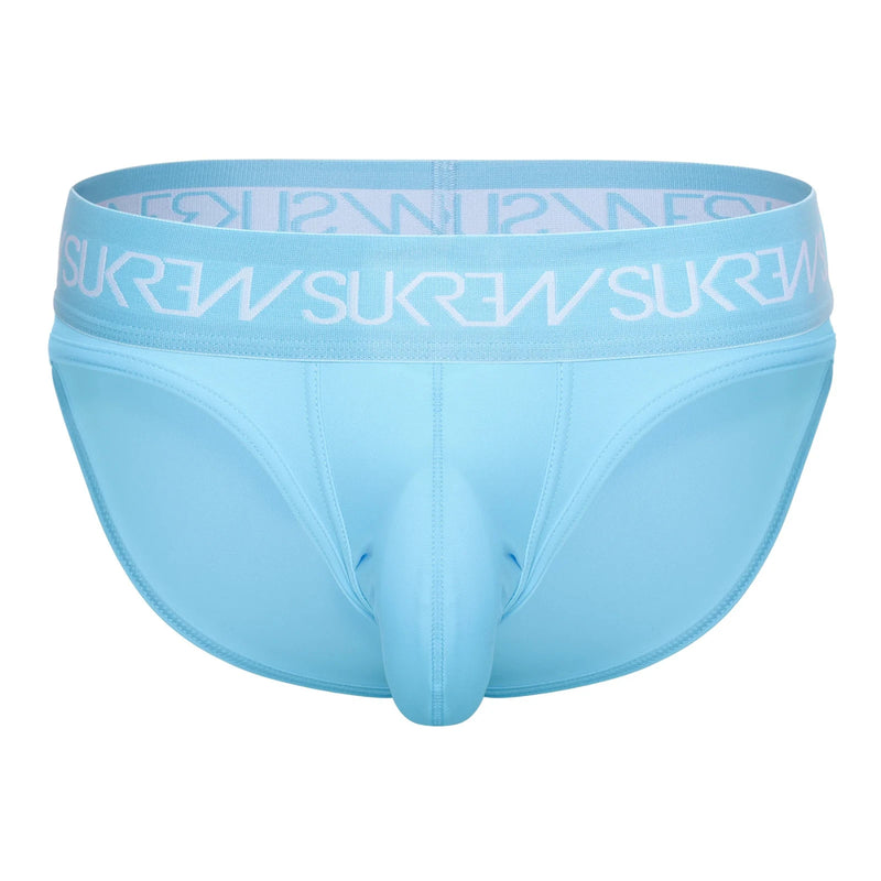 SUKREW Classic Briefs High-Cut Large Contoured Pouch Cover Stitch in Breeze Blue