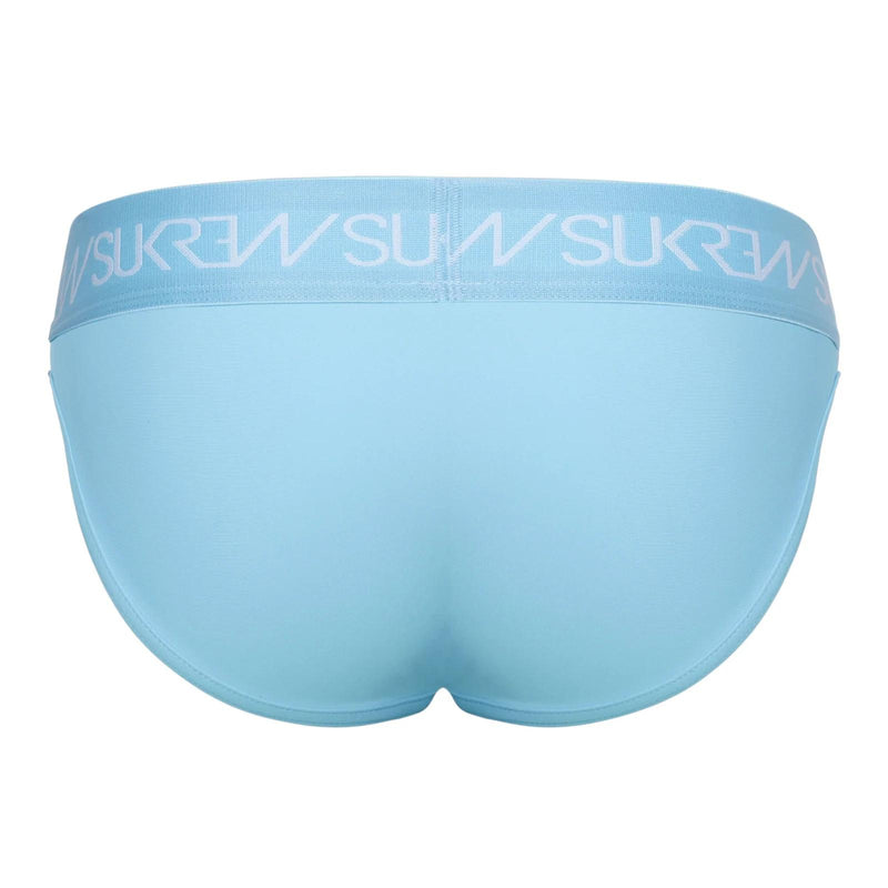 SUKREW Classic Briefs High-Cut Large Contoured Pouch Cover Stitch in Breeze Blue