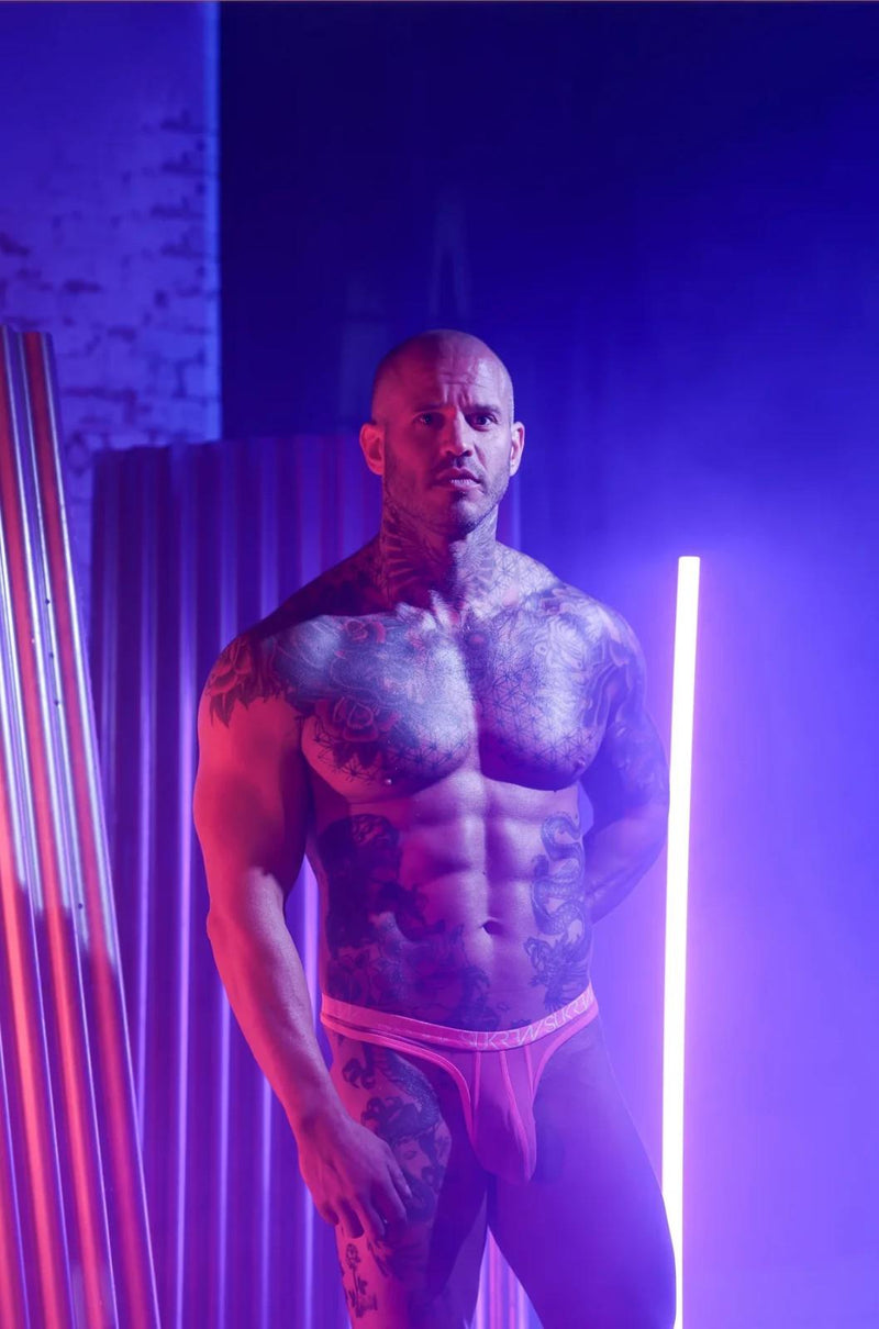 SUKREW Mesh Low-Rise Thong Unlined Stretch in Electric Pink 43