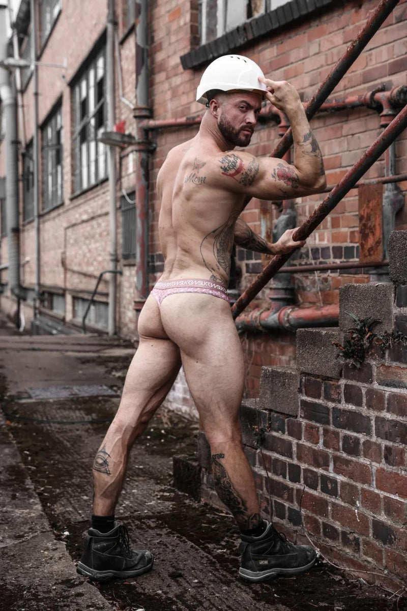 SUKREW Unlined Stretch Classic Thong With Large Contour Pouch in Diamond Pink 30