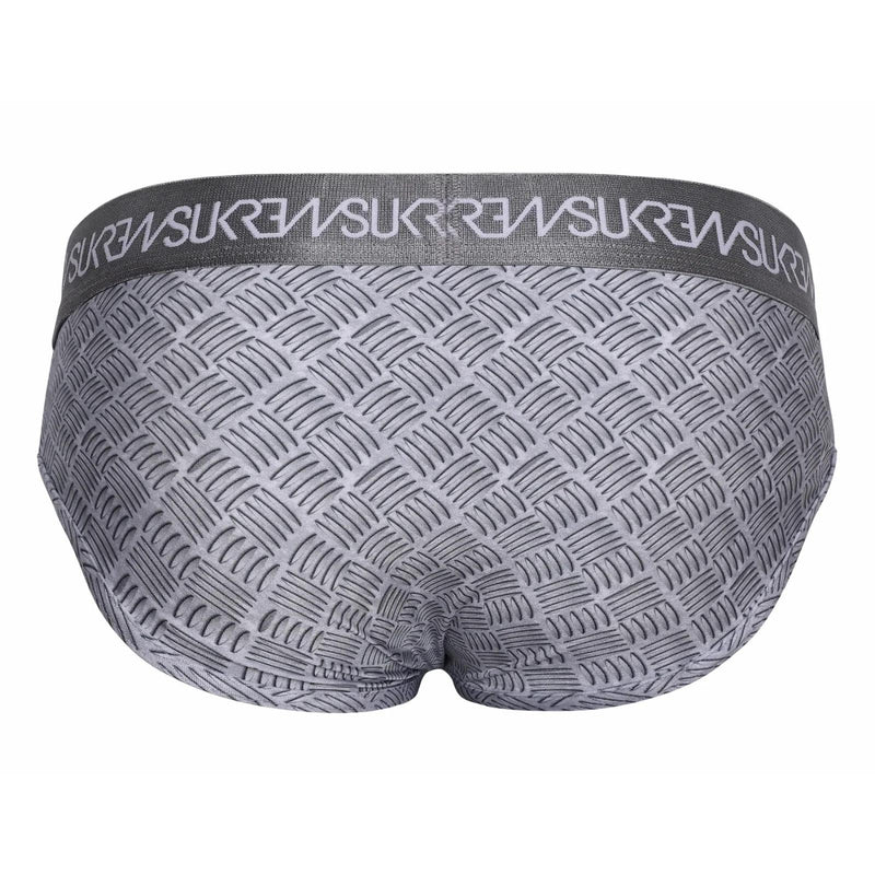 SUKREW Unlined Stretch Apex Brief With Rounded Cupping Pouch in Checker Gray 30