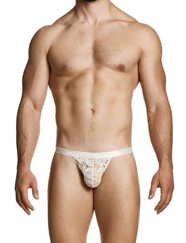 Modus Vivendi Sheer Floral Lace Thong Knitted Semitransparent Ivory 04114 B102