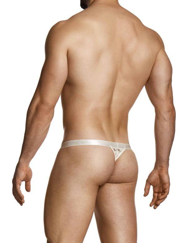 Modus Vivendi Sheer Floral Lace Thong Knitted Semitransparent Ivory 04114 B102