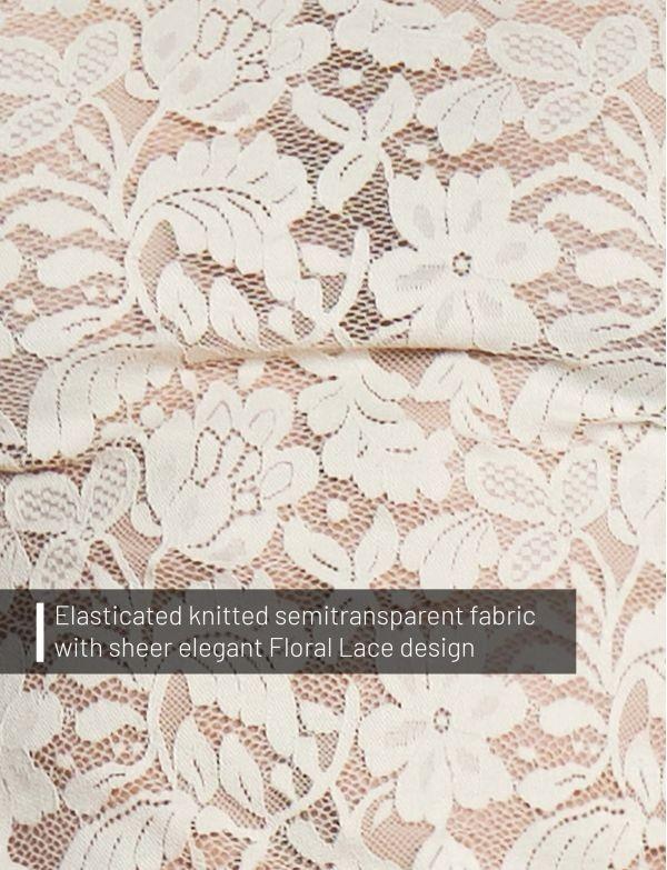 Modus Vivendi Sheer Floral Lace Thong Knitted Semitransparent Ivory 04114 B102