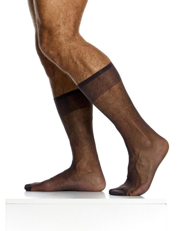 MODUS VIVENDI Transparent Socks Knee Length One Size Black Nylon XS2424 B56