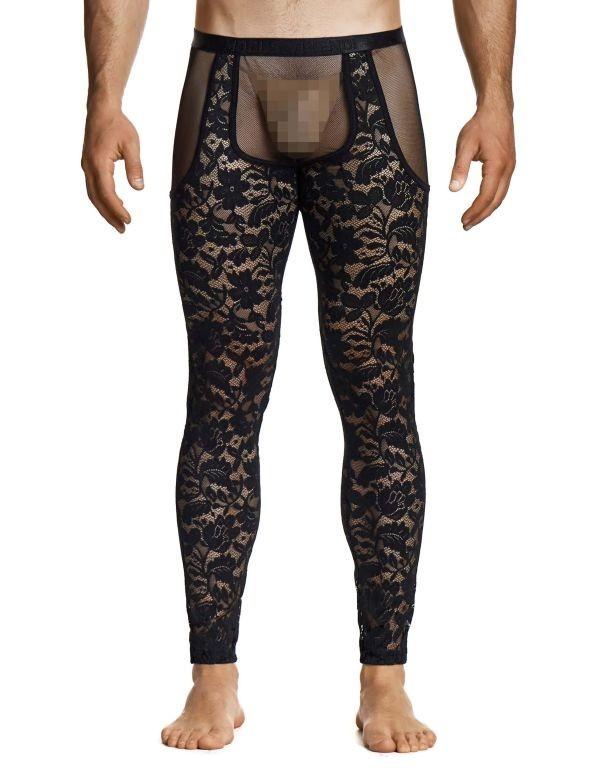 Modus Vivendi Floral Lace Ankle-Length Leggings Knitted Sheer Black 04161 B102