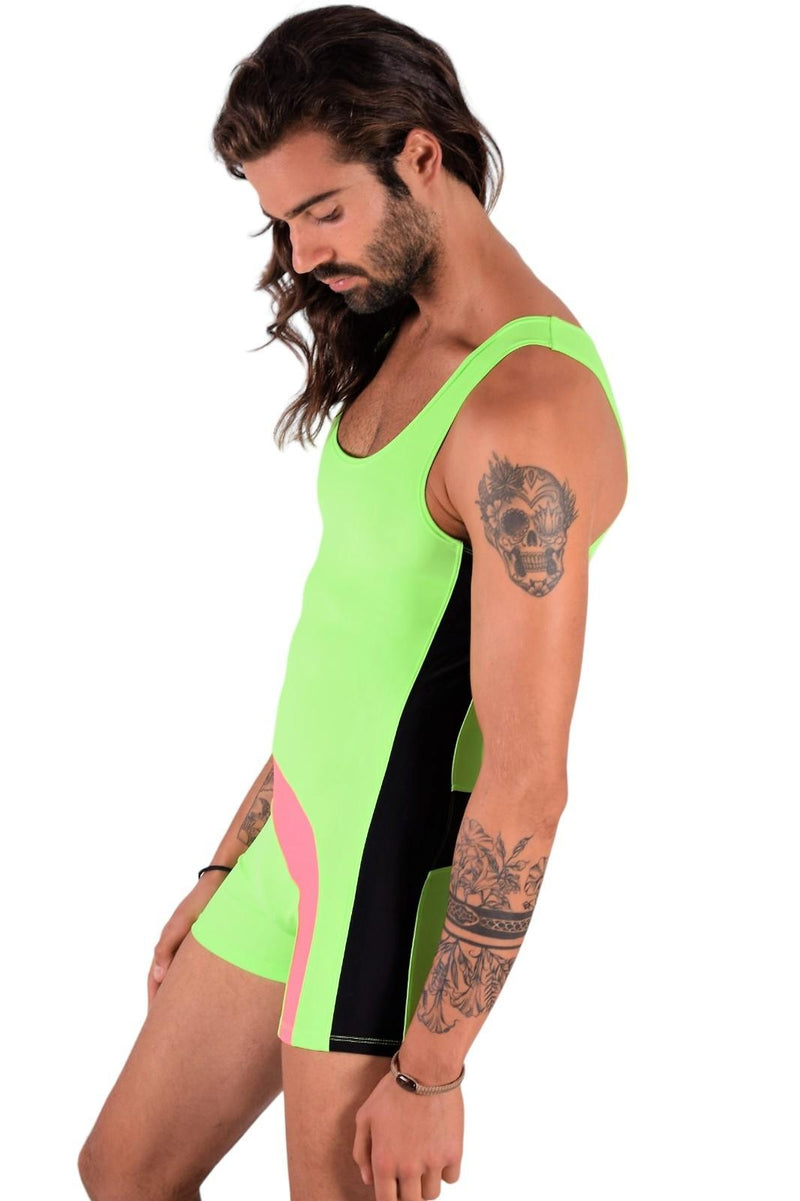 SMU Singlet Bodysuit Fashion Short Lime Pink 2C