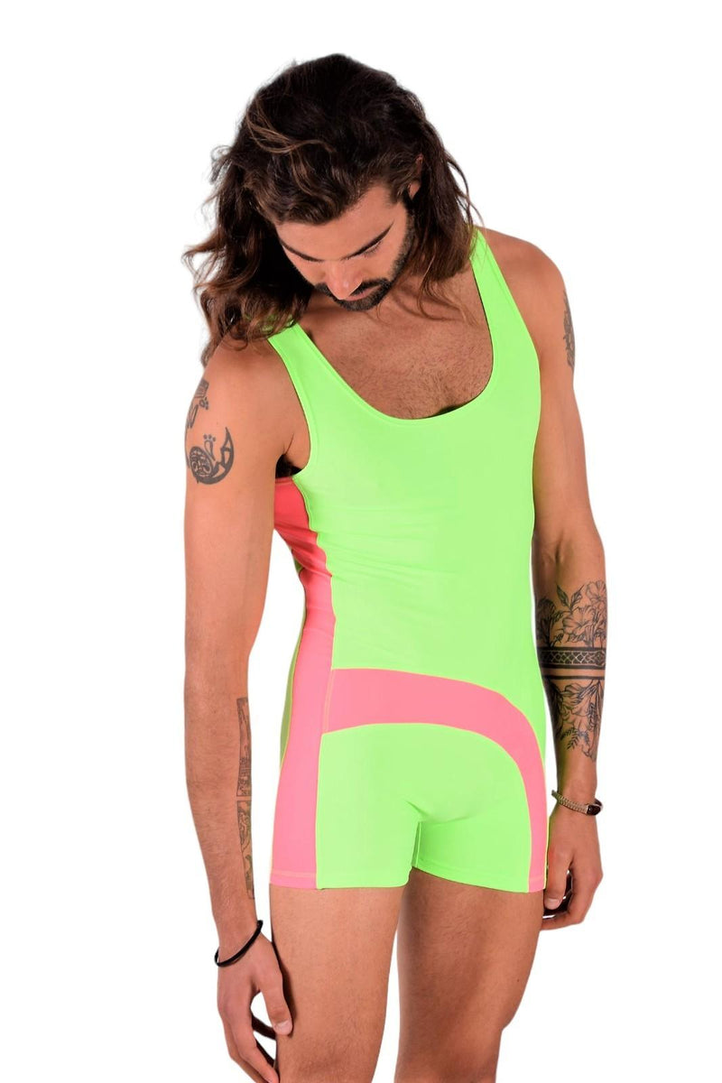 SMU Singlet Bodysuit Fashion Short Lime Pink 2C