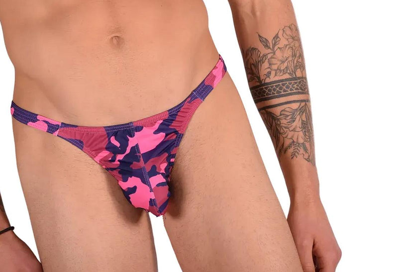 Large JJ MALIBU Pink Camouflage Printed Thong