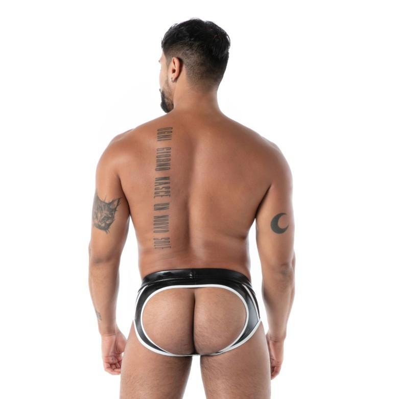 TOF PARIS Latex Bottomless Brief Second-Skin Datex Backless Briefs Black T2