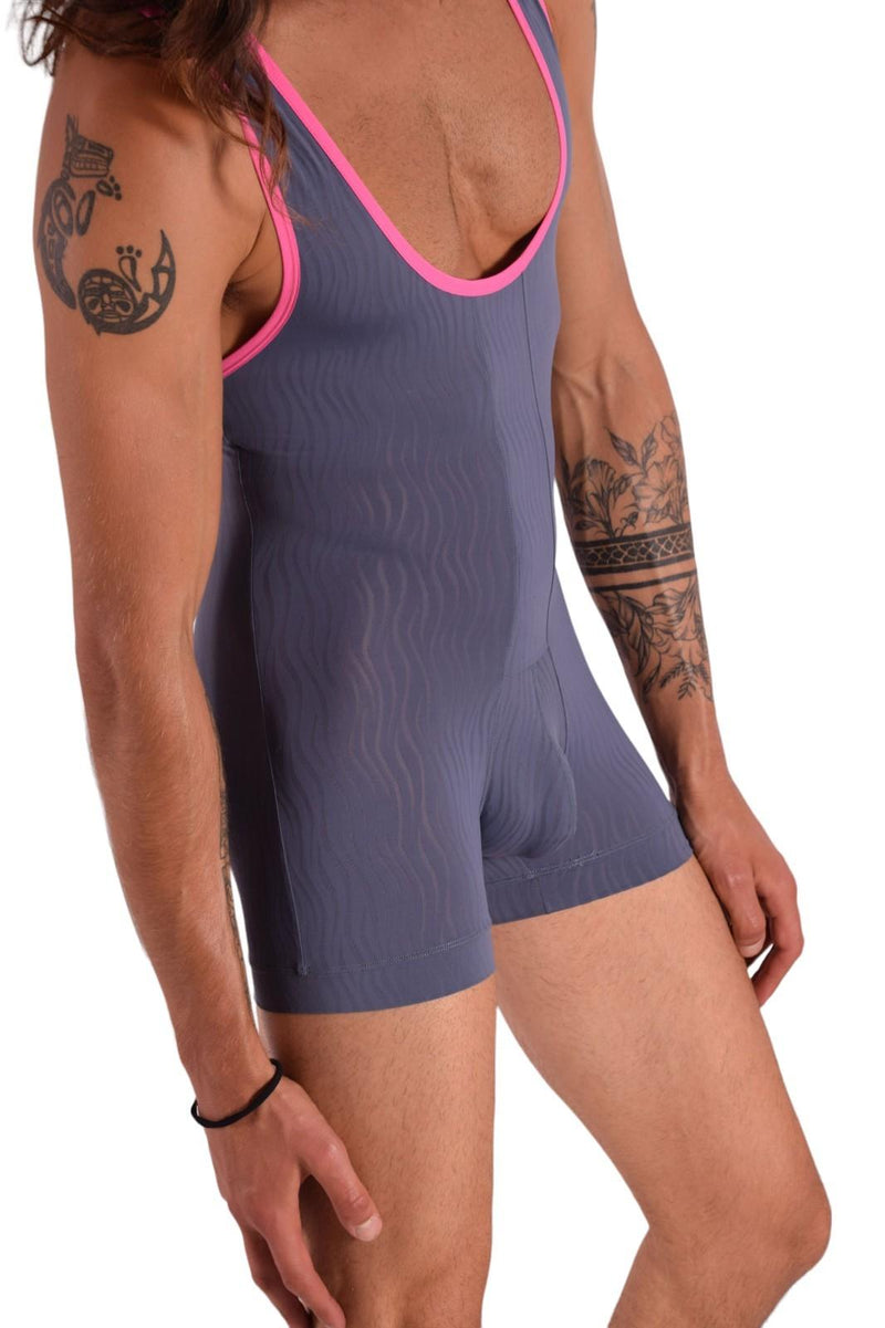 Fankazi Fashion Sheer Bodysuit Singlet Charcoal F2001 14