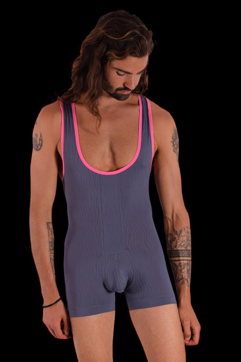 Fankazi Fashion Sheer Bodysuit Singlet Charcoal F2001 14