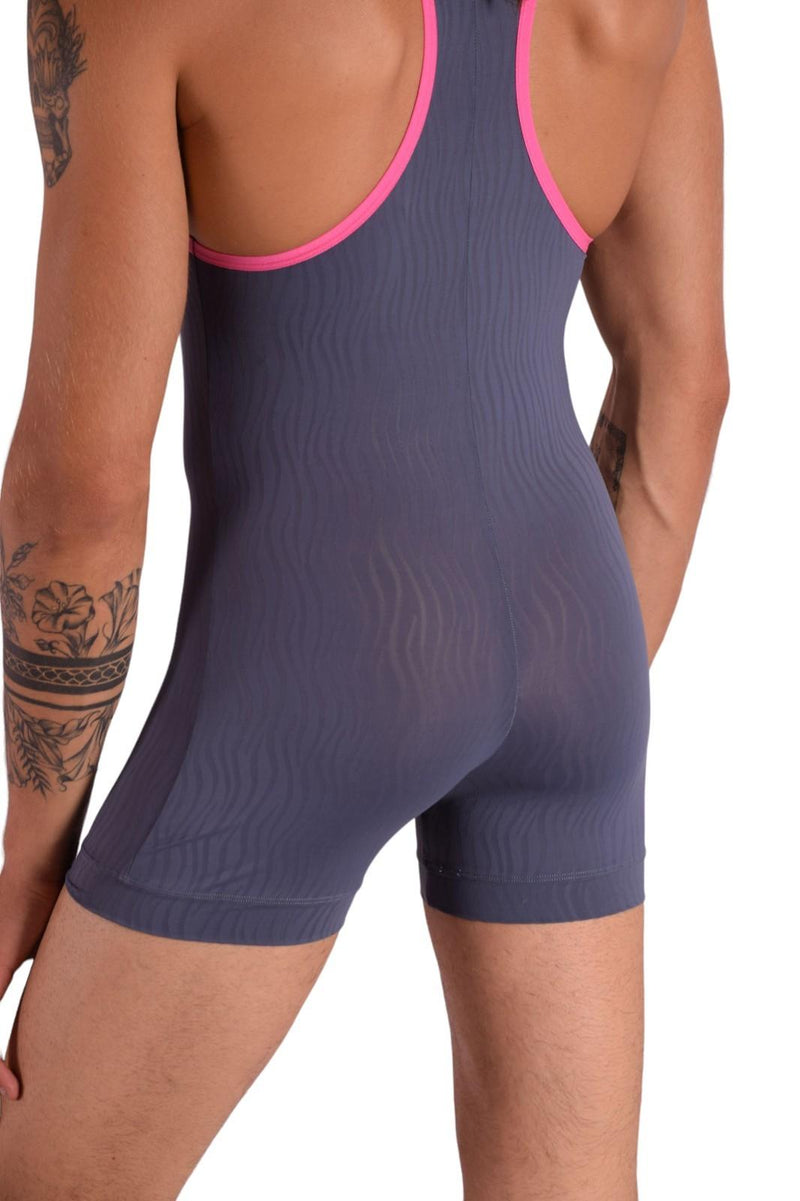 Fankazi Fashion Sheer Bodysuit Singlet Charcoal F2001 14