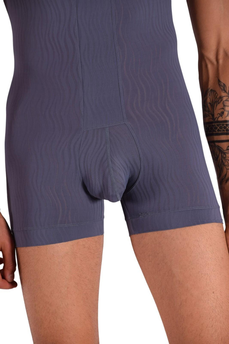 Fankazi Fashion Sheer Bodysuit Singlet Charcoal F2001 14