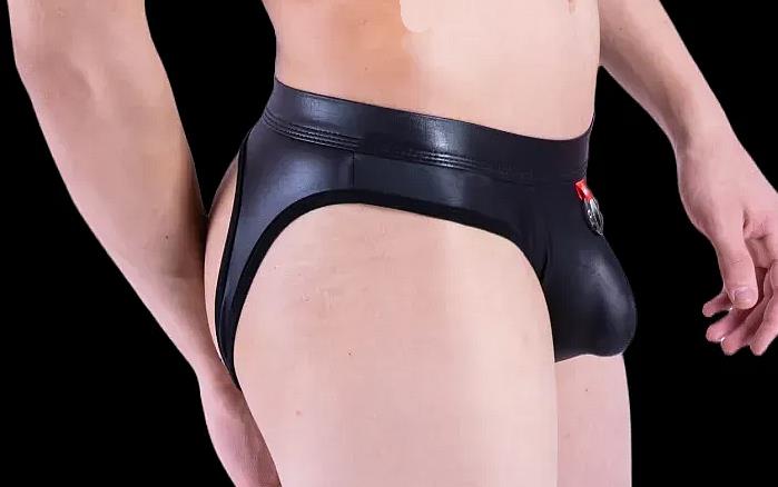 Mao Jiang Jockstrap Rubber-Look Comfy Stretch Jock Black MX9