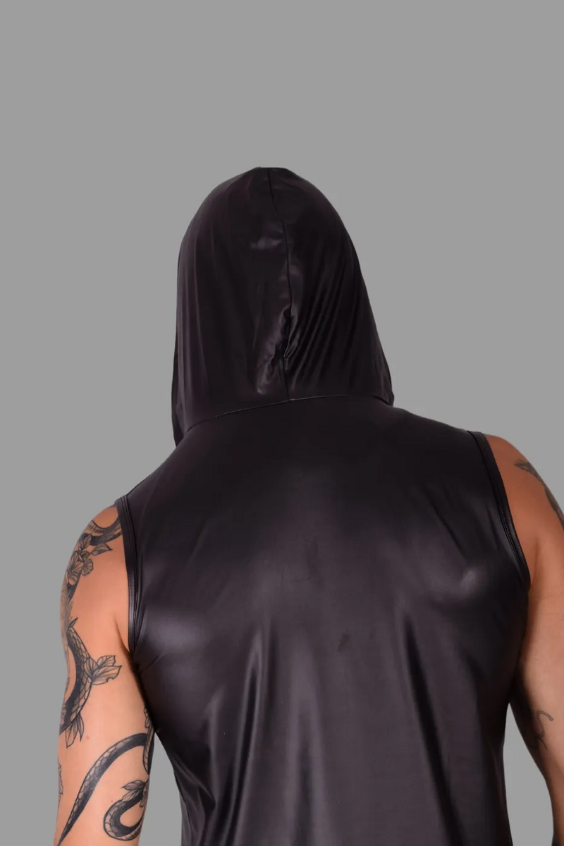 SMU Kit Leather-Look Devil's Sleeveless Hoodie Tank Top With Boxer K4450 MX12