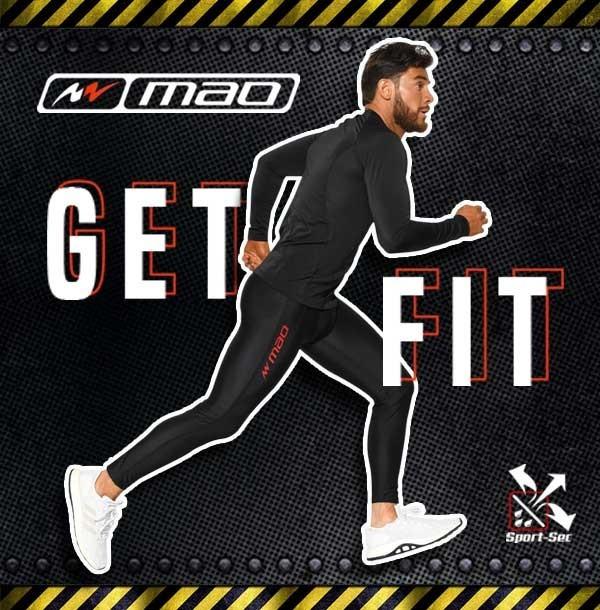 Small MAO Sport Compression Jogger Sportwear Suit Black 12814 14