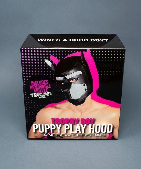 Andrew Christian Puppy Hood Trophy Boy Stretchy Neoprene Mask Grey/Black