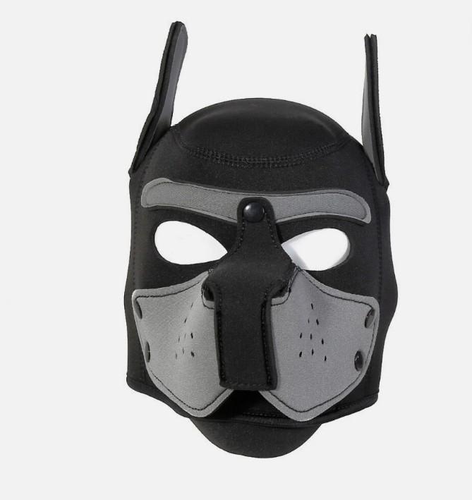 Andrew Christian Puppy Hood Trophy Boy Stretchy Neoprene Mask Grey/Black