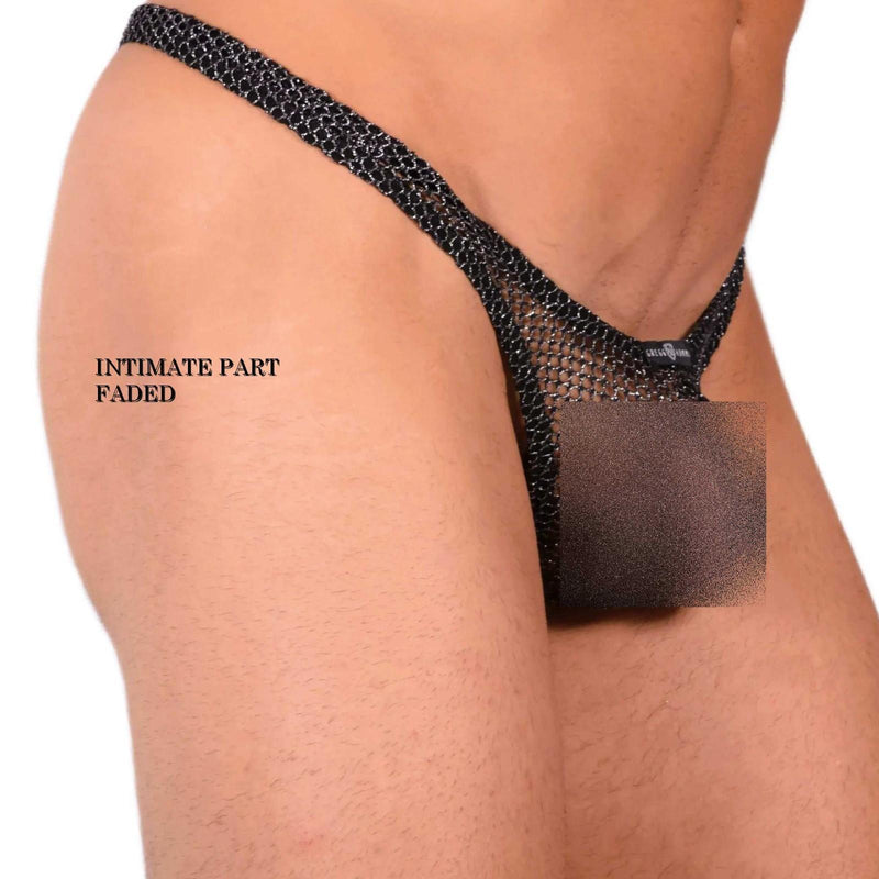 Small Gregg Homme Mesh Silver Thong MX22 100125