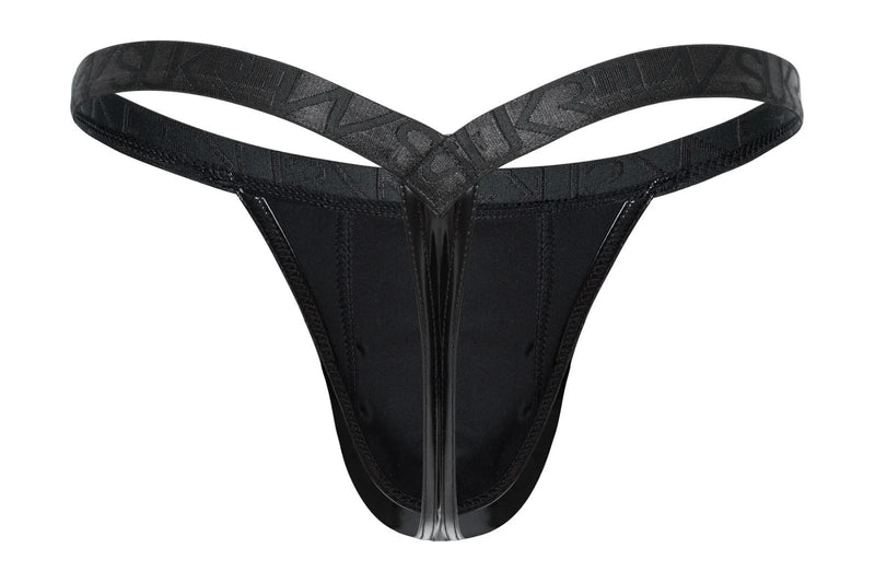 SUKREW Bubble Thong Low-Rise Wet Look Fetish Black Thongs 37