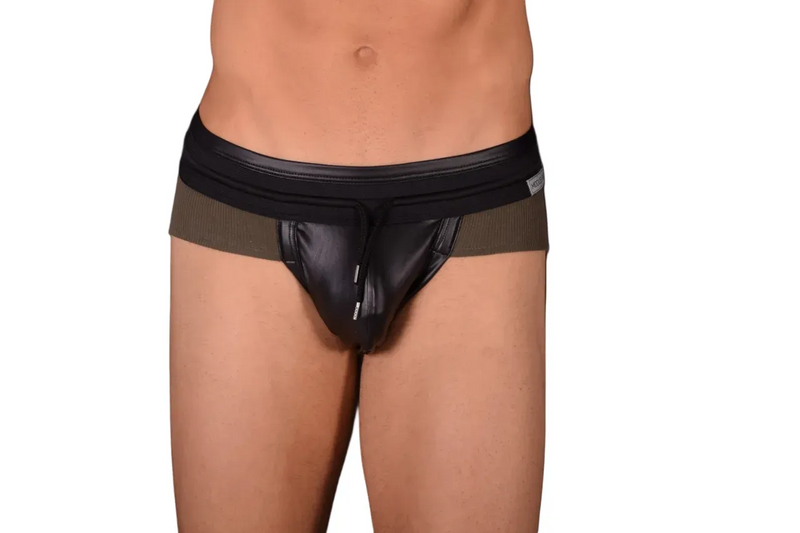 Small Modus Vivendi Hot Jock Khaki Black Jockstrap 154B