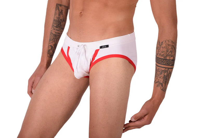 Medium Gregg homme Swim Brief White Red  MX23 60004