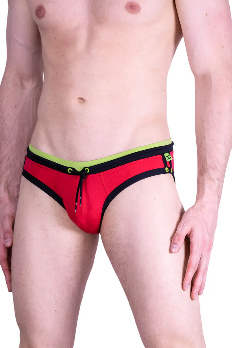 Medium Gregg Homme 3G Swim Brief Red Lime 60017 MX23