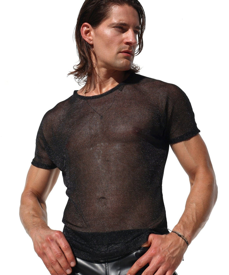 RUFSKIN T-Shirt HENRI Crew Neck Short-Sleeve Shirt Kimono Cut in Black 81
