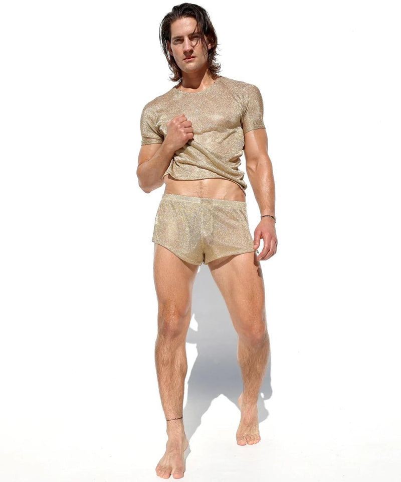 RUFSKIN Boxer Shorts MIDAS Back Yoke Faux Front Fly in Metallic Gold 86
