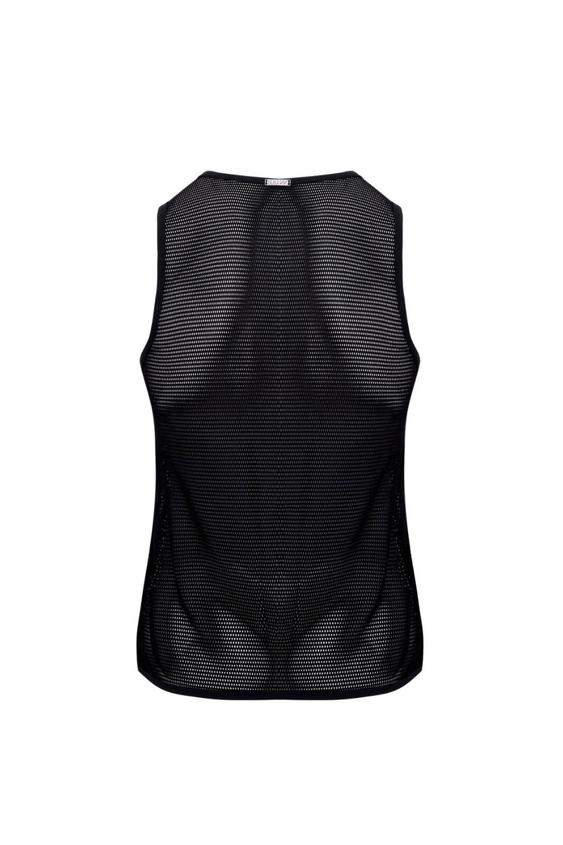 SUKREW Net Vest Sleeveless Tank Top Partially See-Through Nightlife Black 39