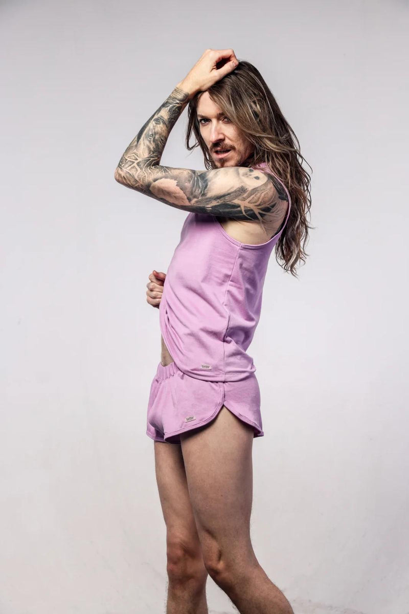 SUKREW Shorts Loose-Fit Runner Short With Contoured Pouch in Pale Magenta 4