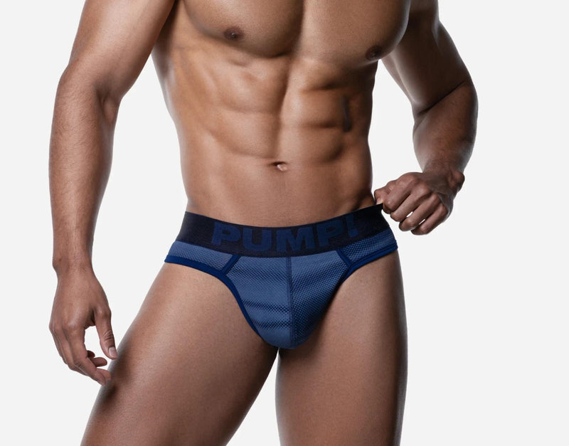 PUMP! Indigo Blue Thong Woven Back Jacron Brief-Thongs Silhouette 17026 40