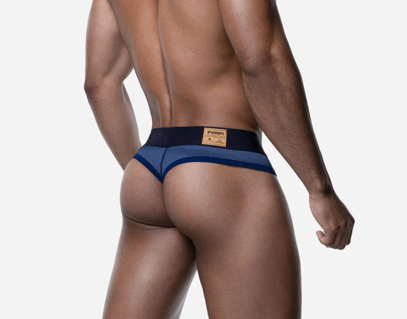 PUMP! Indigo Blue Thong Woven Back Jacron Brief-Thongs Silhouette 17026 40