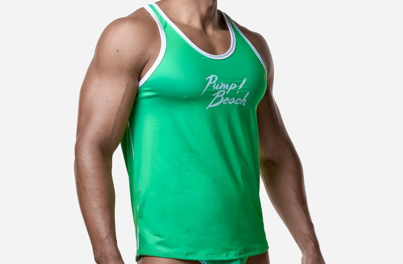 PUMP! Palm Slim-Fit Tank Top UPF 50+ Protection in Tropical Green 14031 25