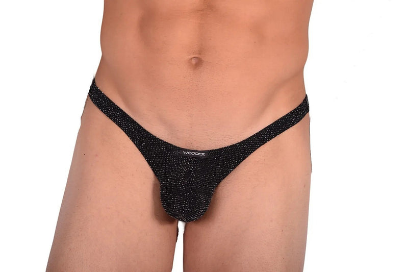 XL WOJOER Glitzer Push Up String Thong Black WS2B15 3