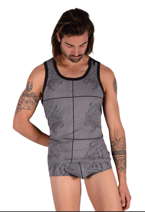 Medium Gregg Homme Kit Tank Top and Boxer Black/Grey 33658 MX14