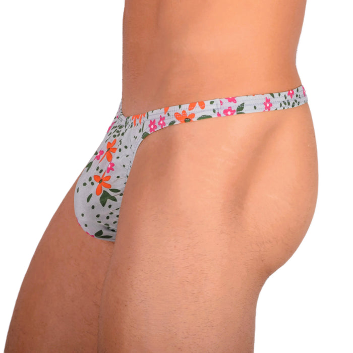 S SMU Sensual Floral Explosion Blue Thong 33686 MX15