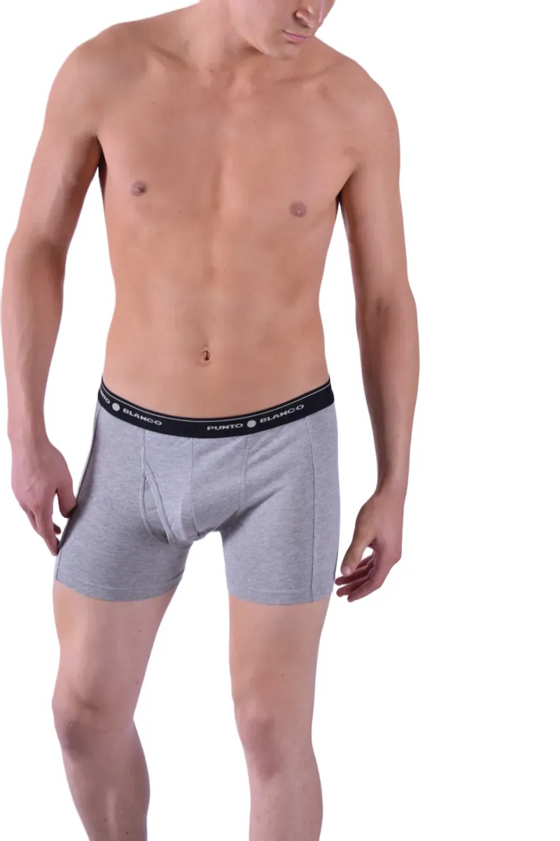 Punto Blanco Boxer Anatomic Cotton Open Fly Gray Black Band 3393 24